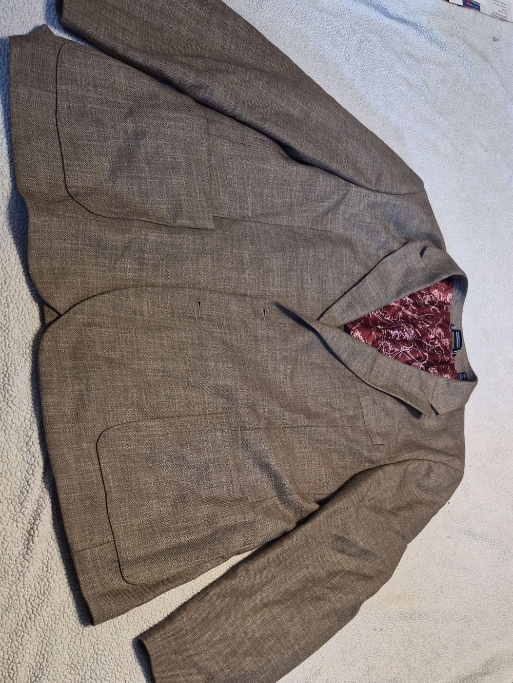 Nautica Brown Textured Sport Coat with Patterned Lining